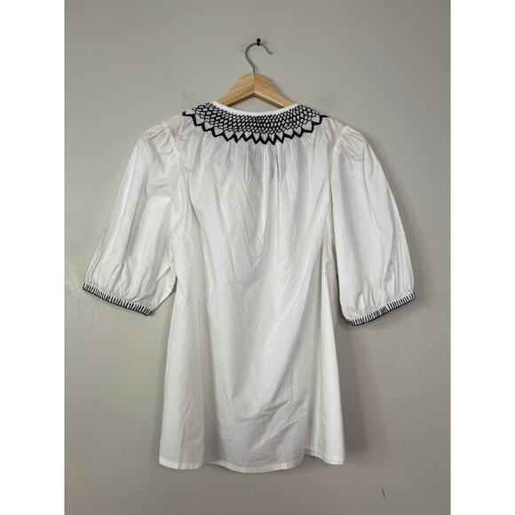 NWT Figue Poplin Embroidered Tassel Corded Frankie Top Clean White Size: Medium - Picture 8 of 10